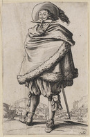 KG 10739
<br/>
Edelman met omgeslagen mantel ("Adel")
<br/>
<em>Callot, Jacques (1592 - 1635)</em>